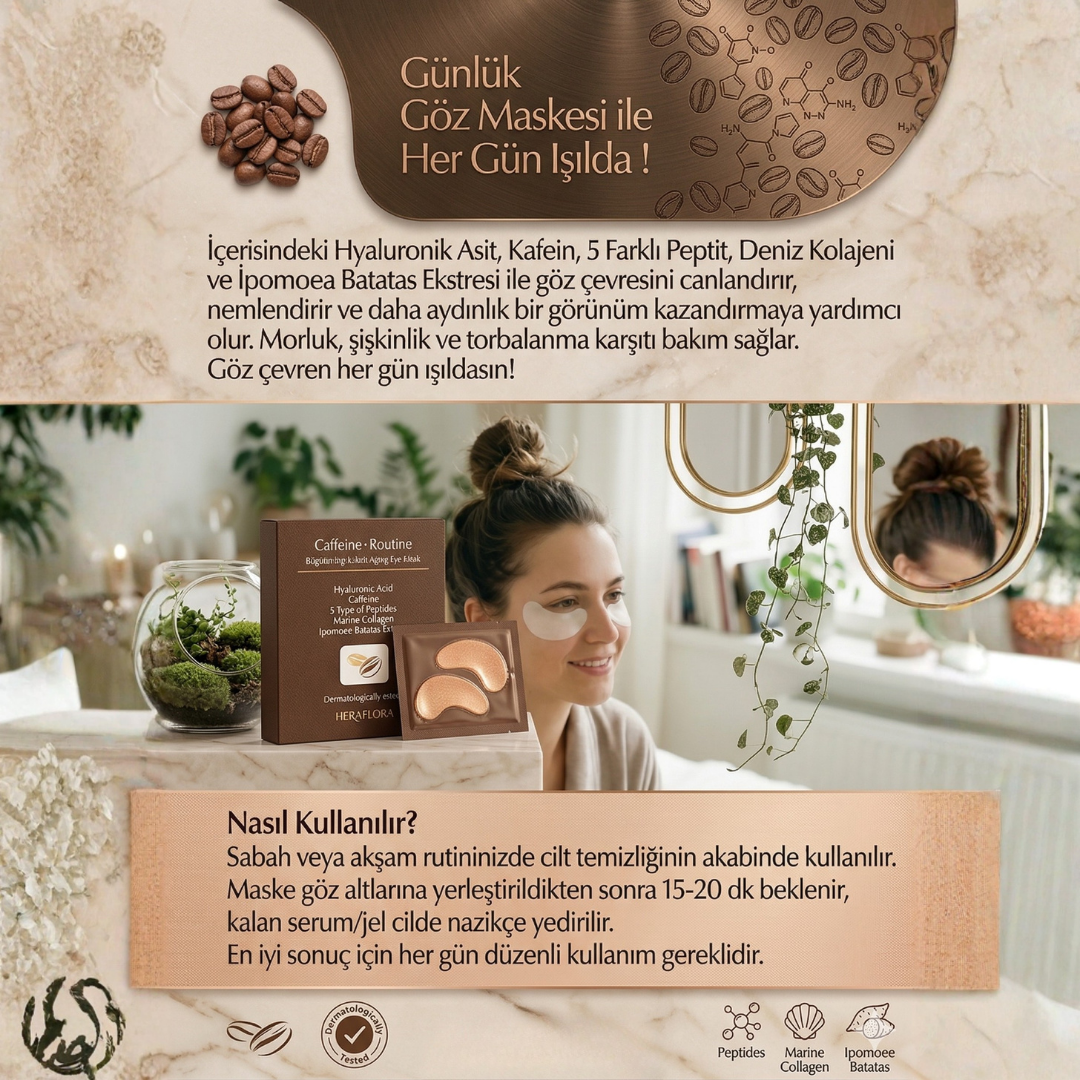 Caffeine Routine Göz Maskesi | Göz Altı Aydınlatıcı, Morluk, Torbalanma ve Yaşlanma Karşıtı
